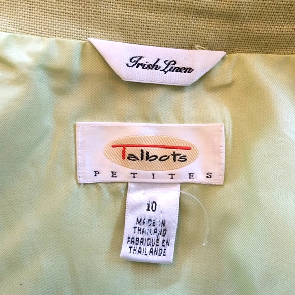 Talbots Lime Green 100% Irish Linen Four Button Front Short Jacket Size 10 - Picture 9 of 9